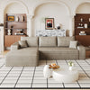 107 inch camel corduroy L-shape sectional sofa, full front view