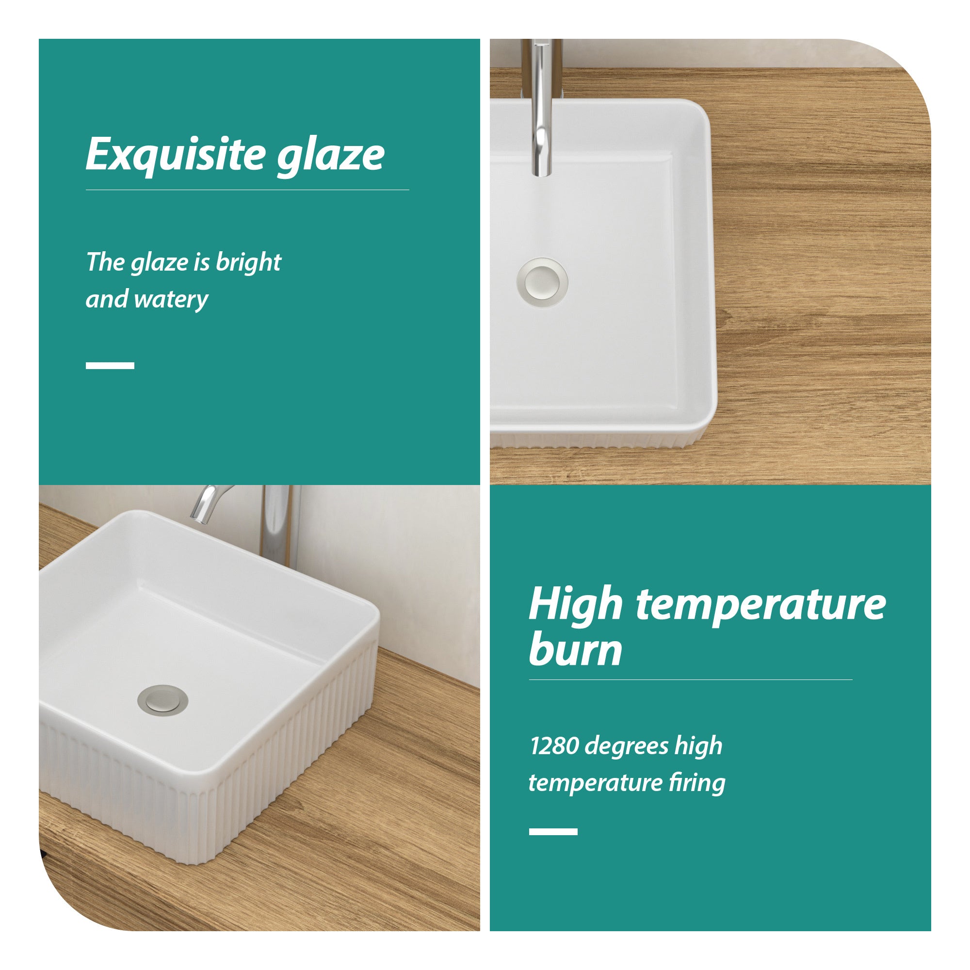 15.69"x15.69" White Ceramic Square Vessel Bathroom Sink