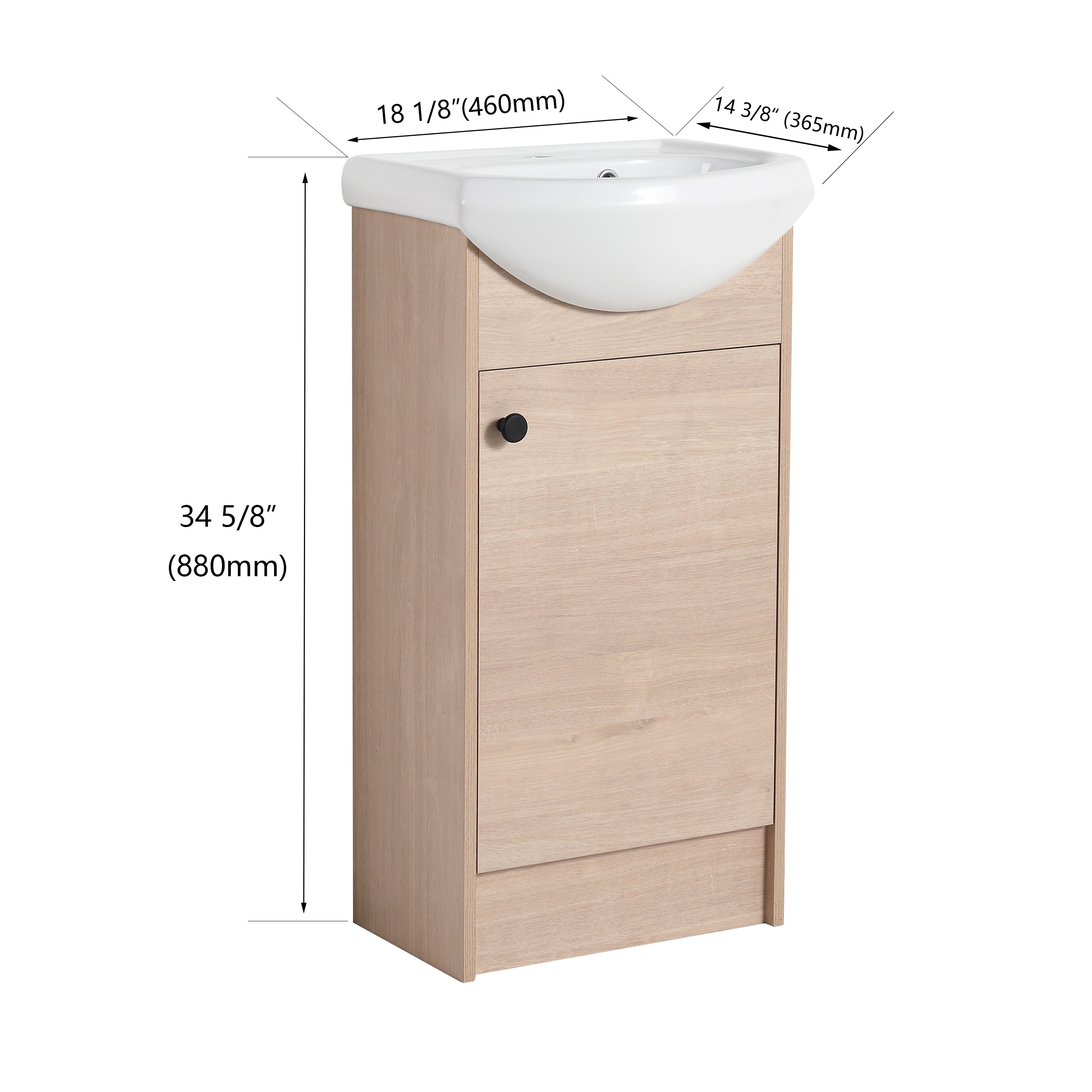 Freestanding 18 Inch Bathroom Vanity, Small Bathroom Vanity With Sink, Bathroom Vanity and Sink Combo (KD-PACKING)-G-BVB02218PLO