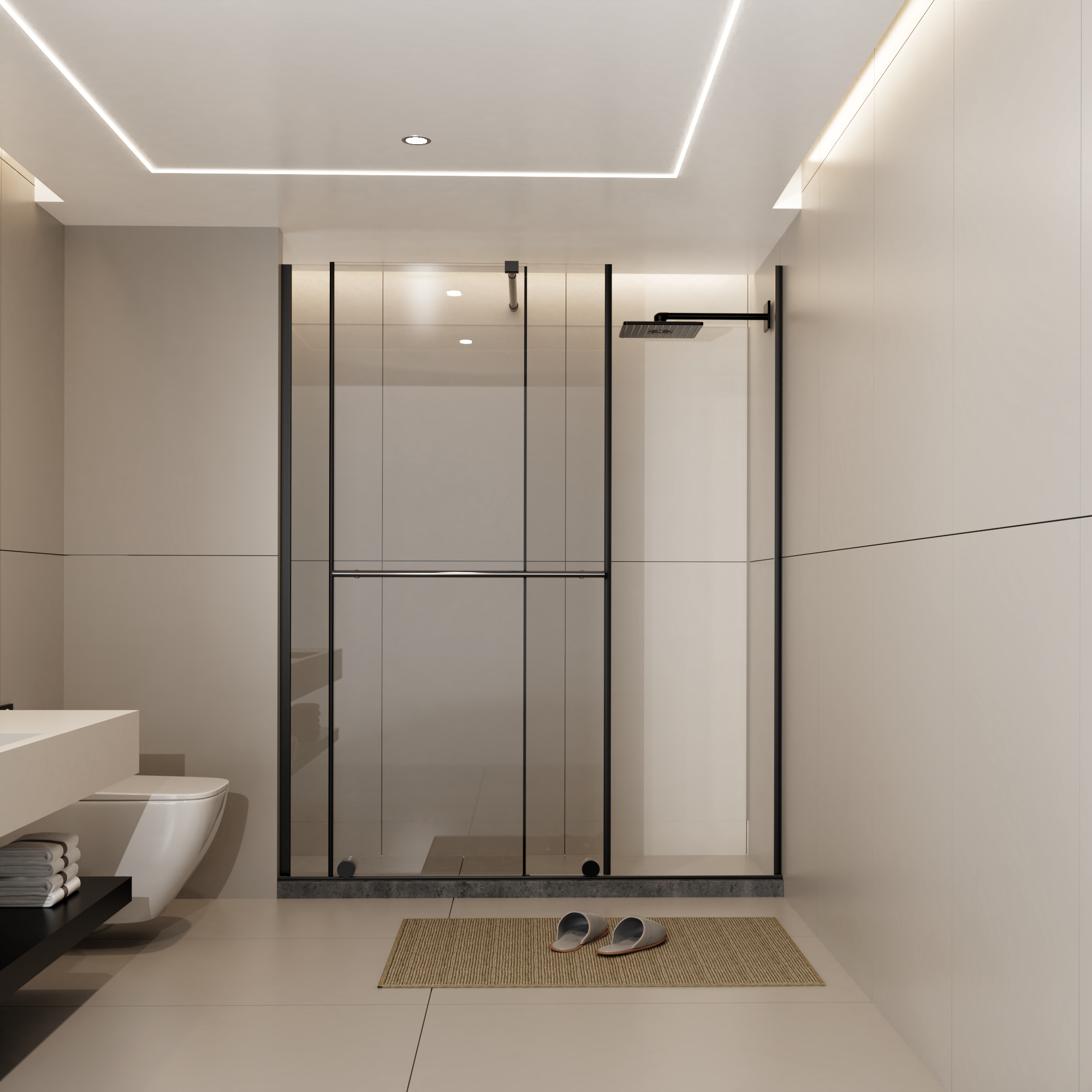 30-60 x 72 in Matte Black Shower Door product image 1