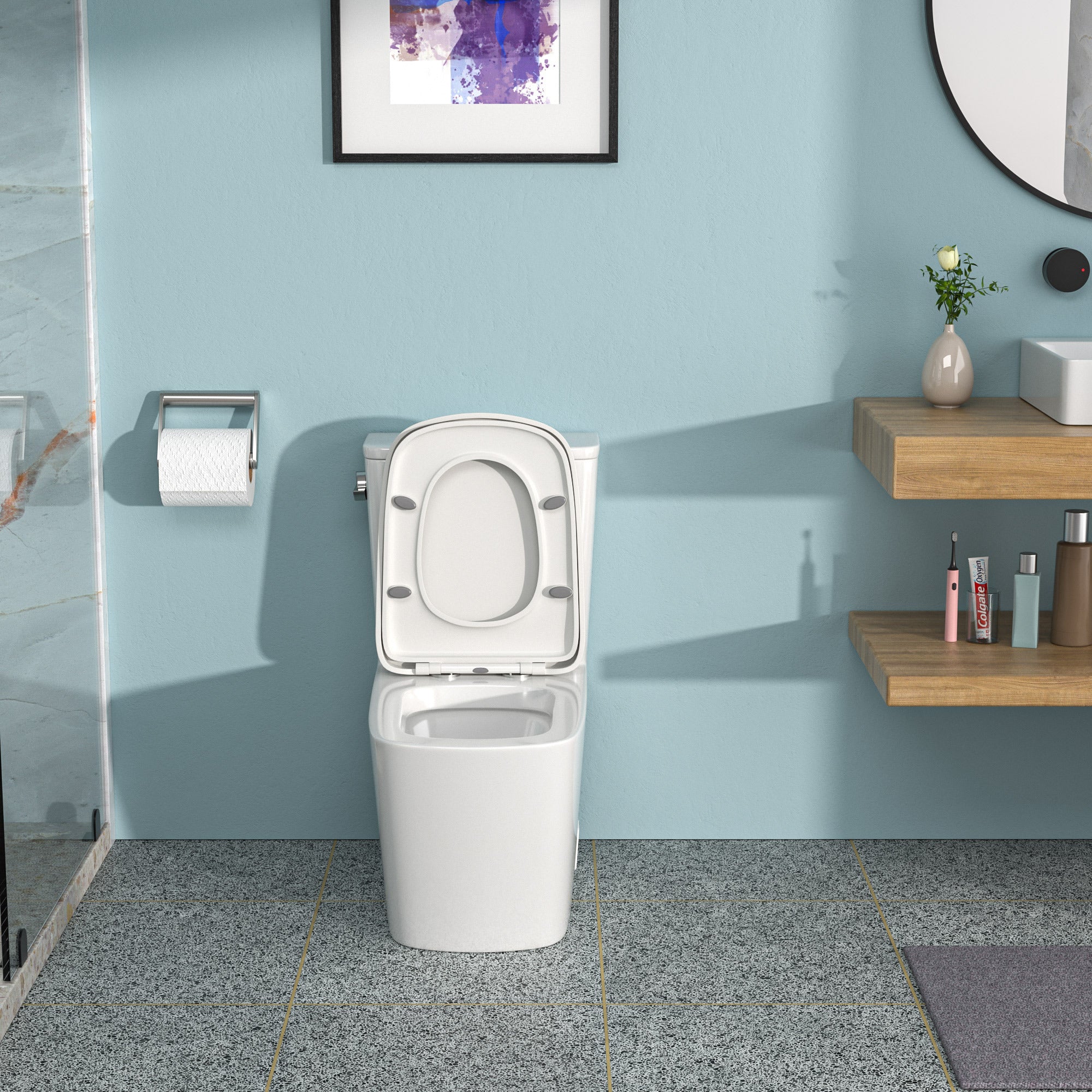 Ceramic One Piece Toilet,Single Flush with Soft Clsoing Seat