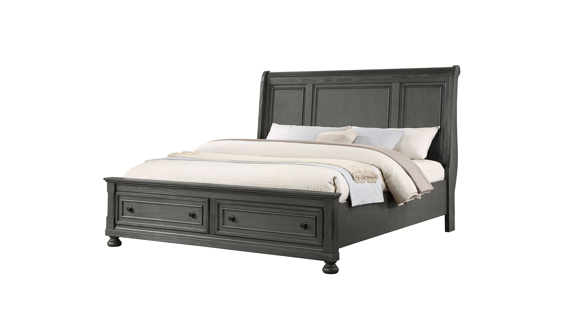 Modern Style King Bed Made with Wood & Rustic Gray Finish