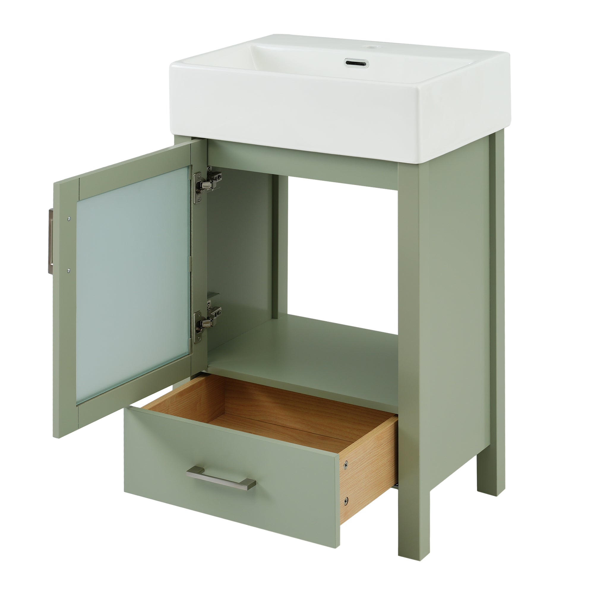 20-Inch bathroom vanity with ceramic sink and ample storage - ideal for small bathrooms