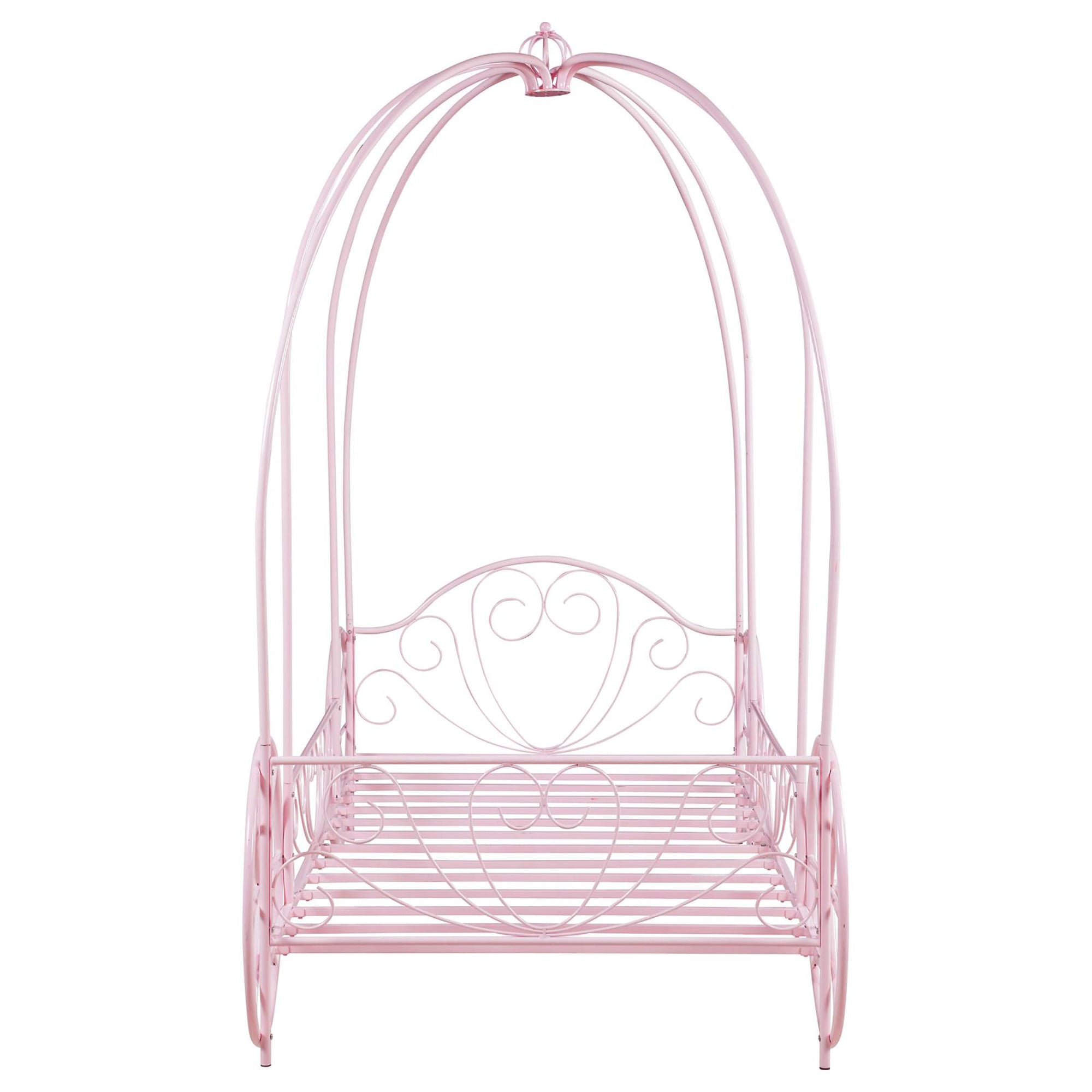 Powder Pink Twin Canopy Bed