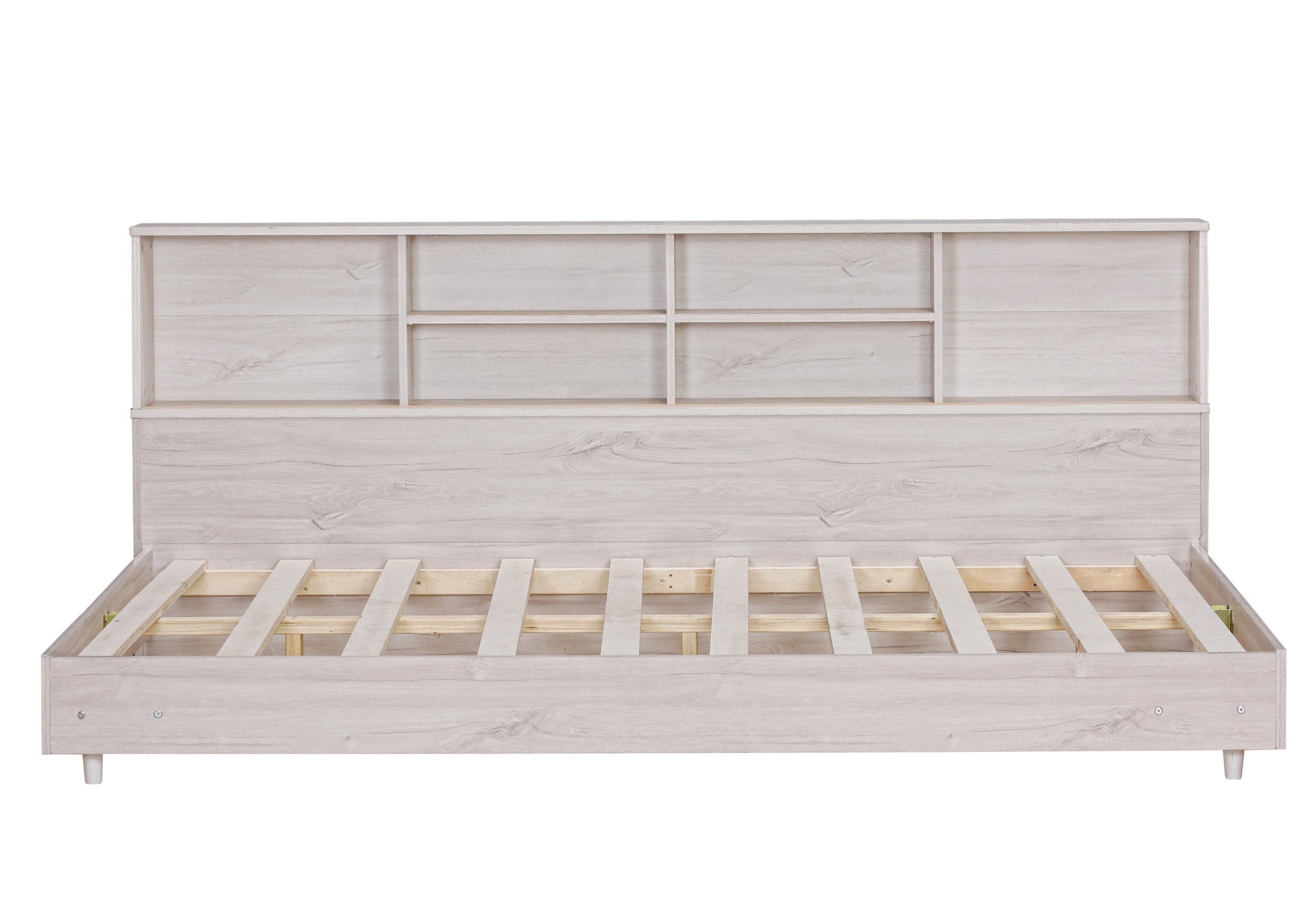 Full Size Daybed Frame with Storage Bookcases,White Oak