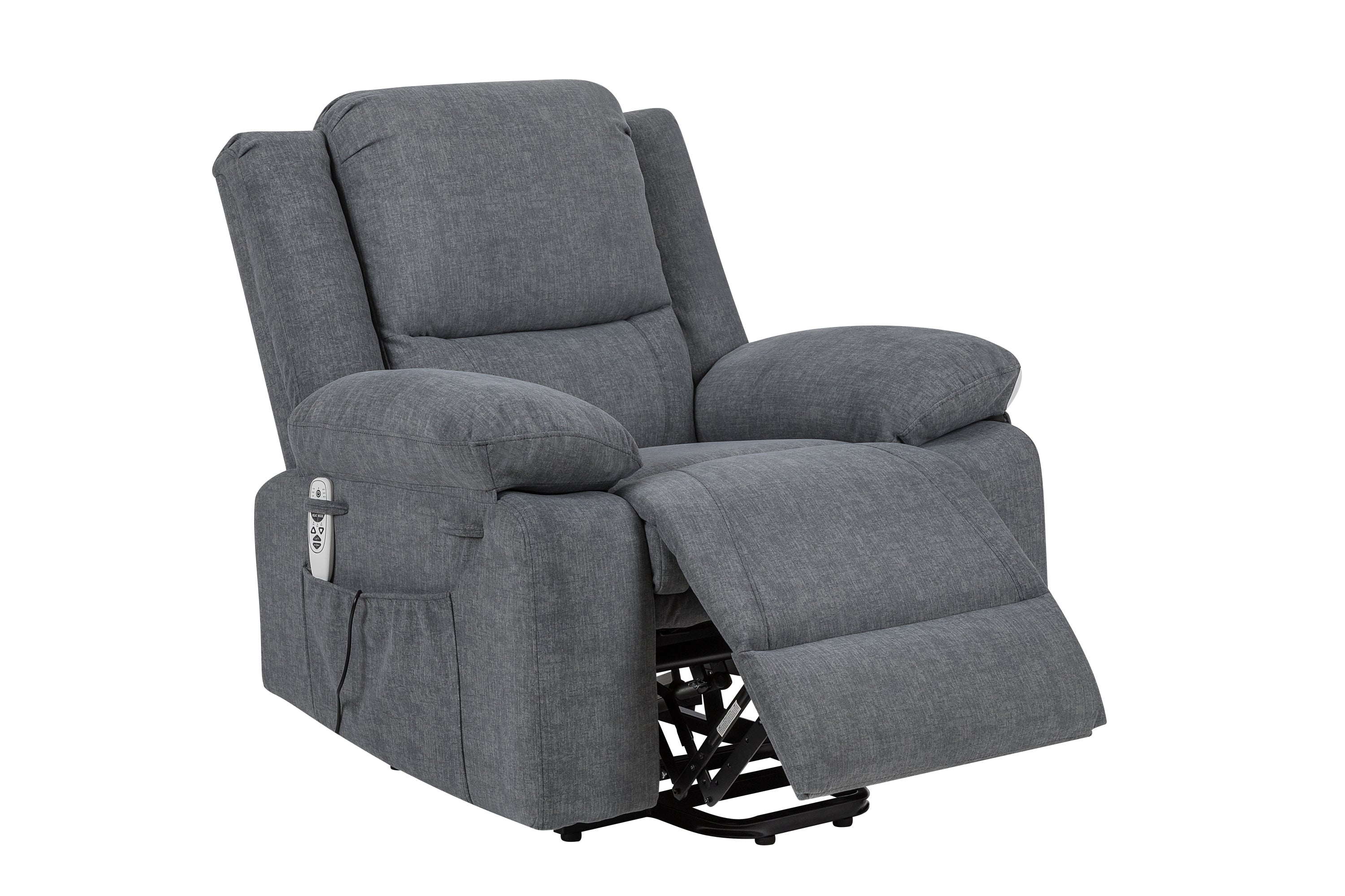 Electric Power Recliner Chair With Massage For Elderly ,Remote Control Multi-function Lifting, Timing, Cushion Heating Chair With Side Pocket Dark Grey