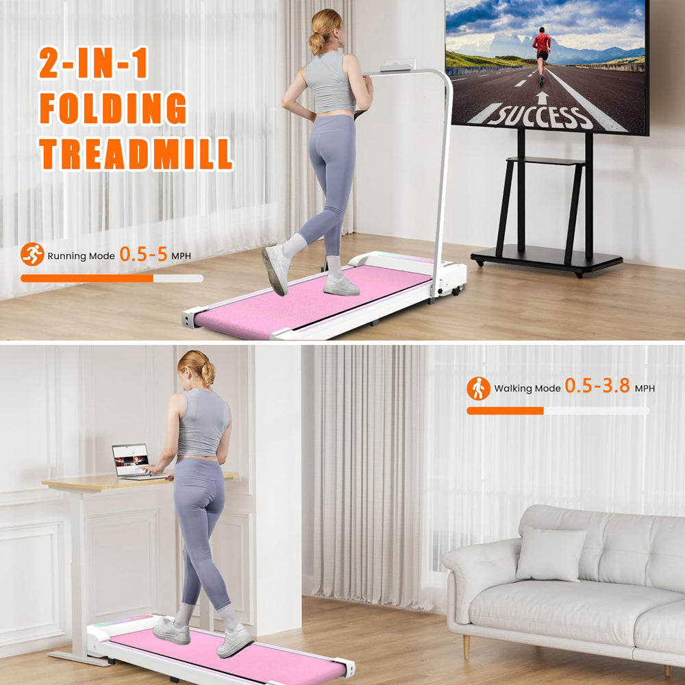 Under Desk Treadmill, Walking Pad, 2 in 1 Portable Treadmill with Handle Remote Control LED Display, Walking Jogging Machine for Home Office Use