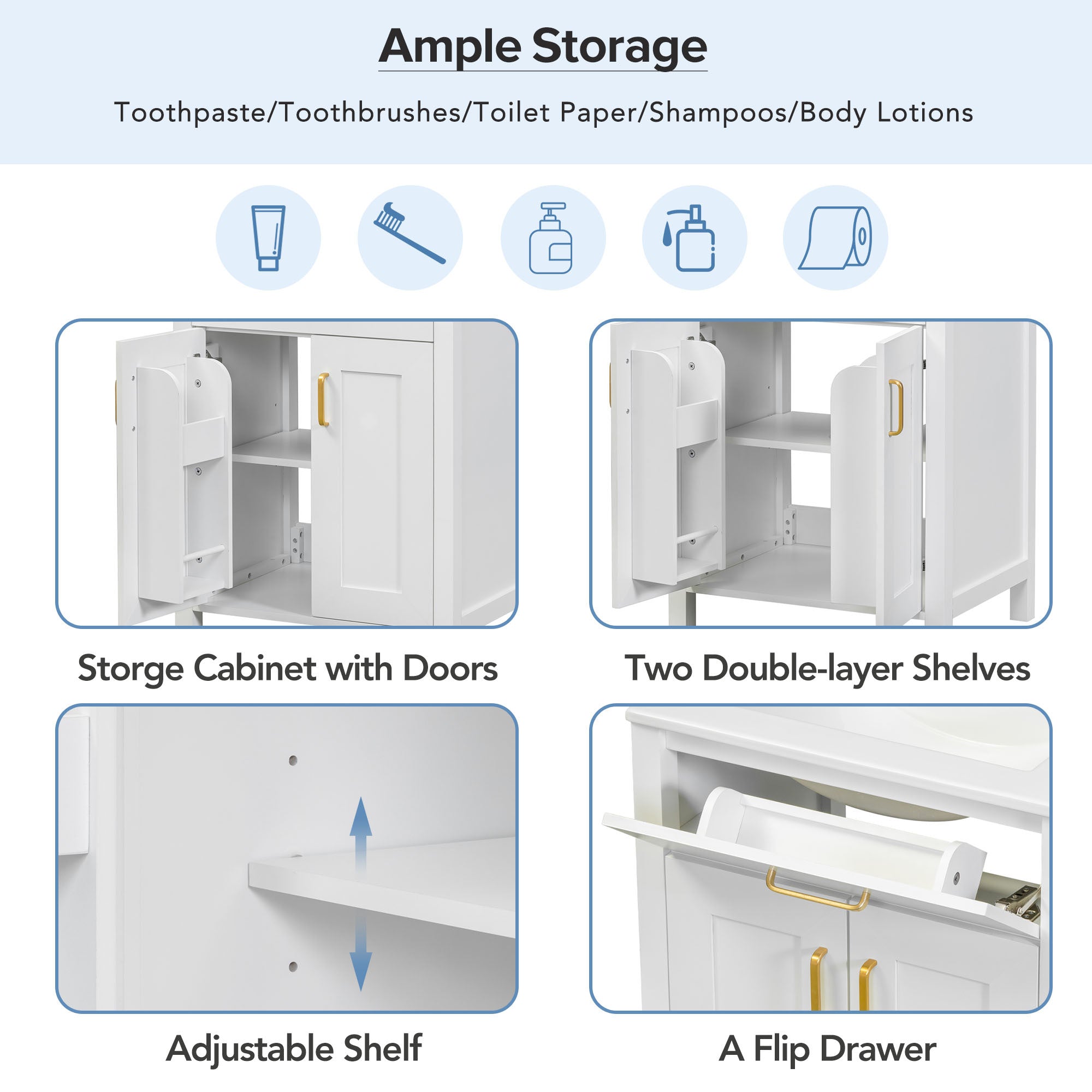 24"Bathroom Vanity Combo with Ceramic sink, Luxurious Space-Saving Vanity - W24"*D18"*H34"inch, 2 Soft-Close Doors