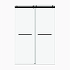 60 x 72-79 in frameless double sliding shower door matte black front view
