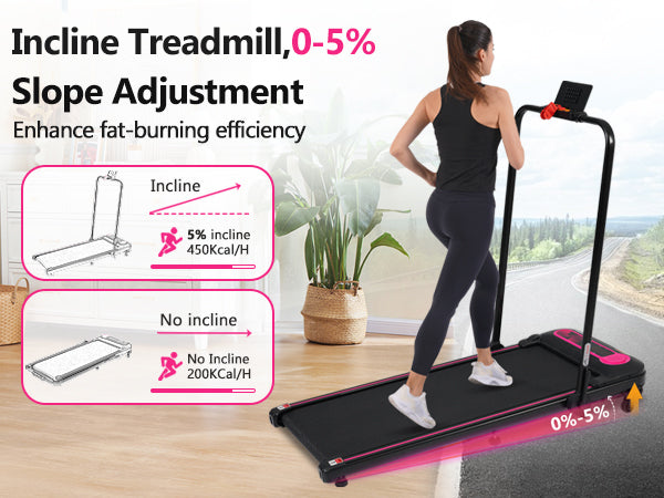 NEW Folding Walking Pad Under Desk Treadmill for Home Office -2.5HP Walking Treadmill With Incline 0.5-7.5MPH 300LBS Capacity Treadmill for Walking Running - Two Ways to Adjust Speed