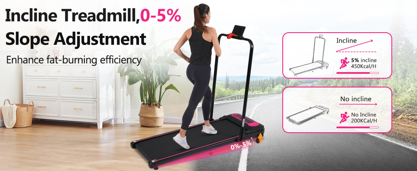 NEW Folding Walking Pad Under Desk Treadmill for Home Office -2.5HP Walking Treadmill With Incline 0.5-7.5MPH 300LBS Capacity Treadmill for Walking Running - Two Ways to Adjust Speed