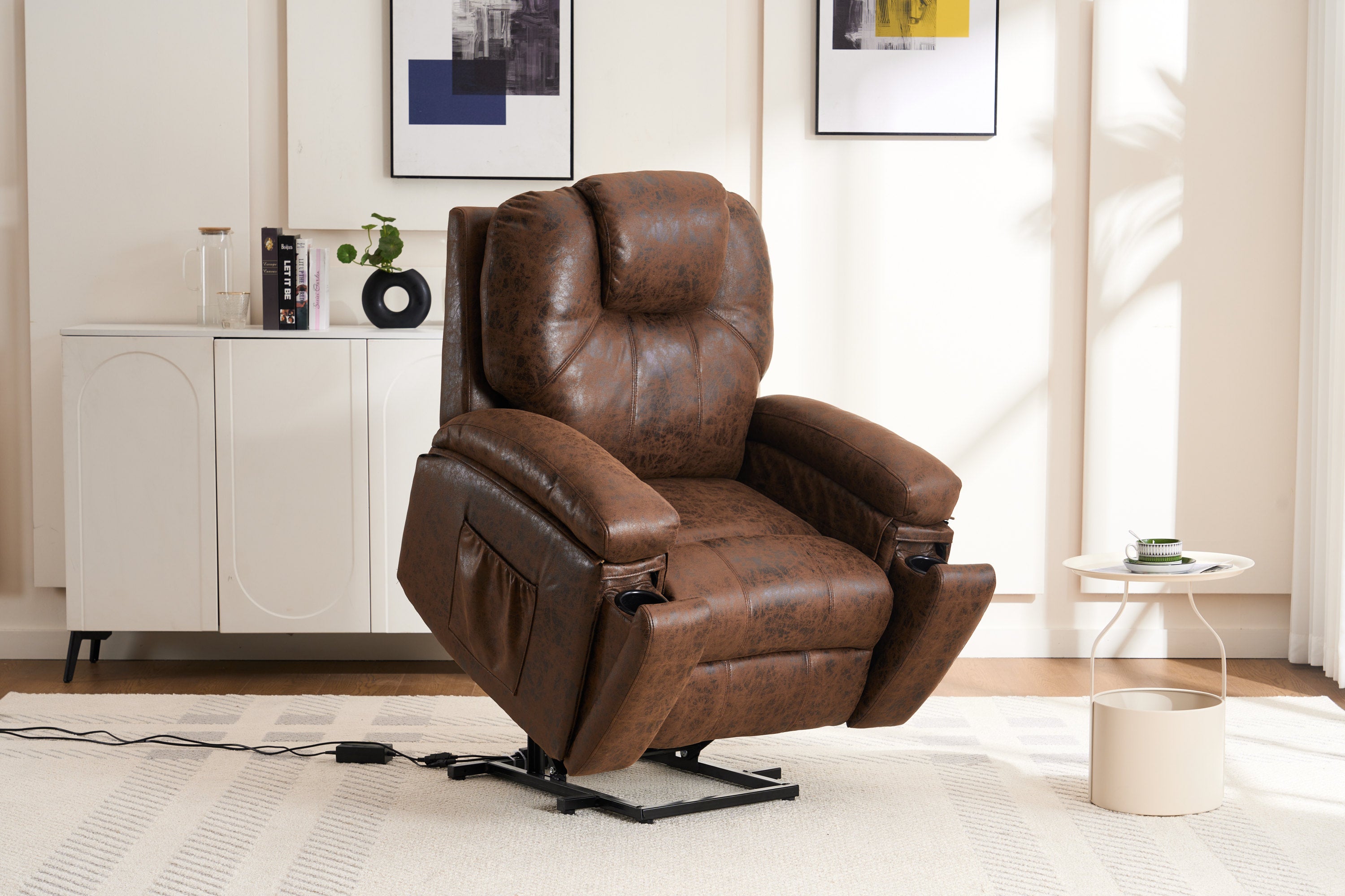 Power Lift Recliner Chair with Massage  Elderly, Overstuffed Wide Recliners, Heavy Duty and Safety Motion Reclining Mechanism