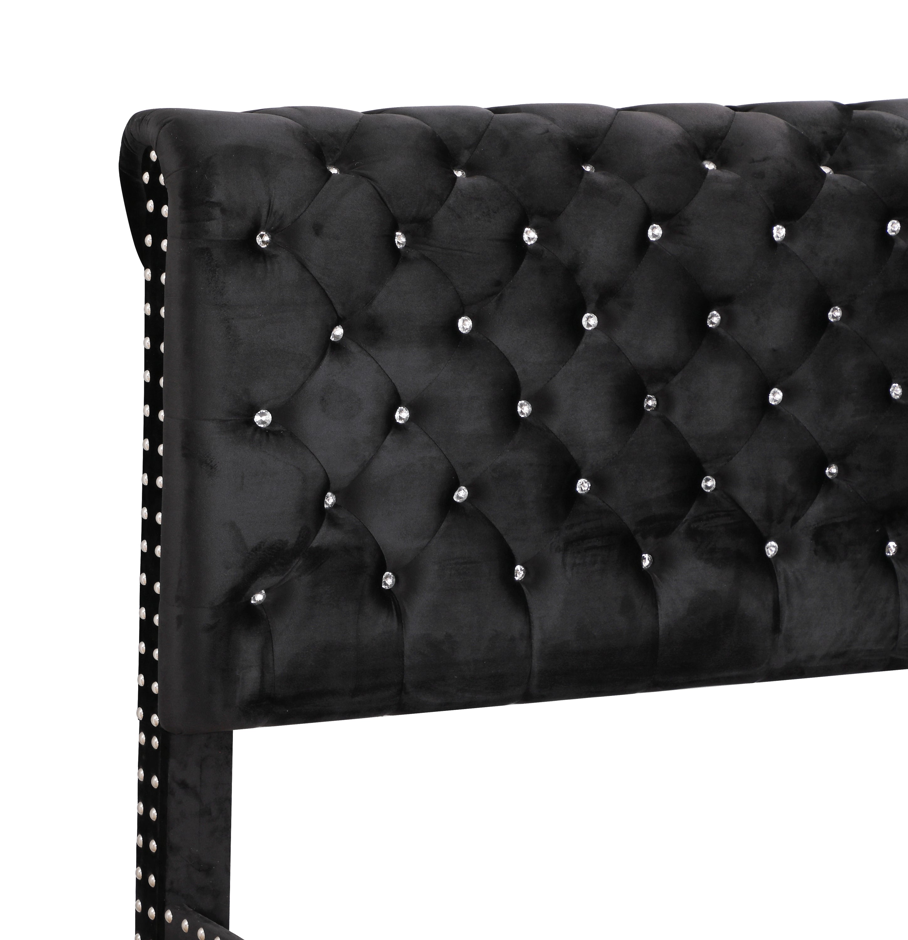 Stylish Black Transitional Upholstered Bed