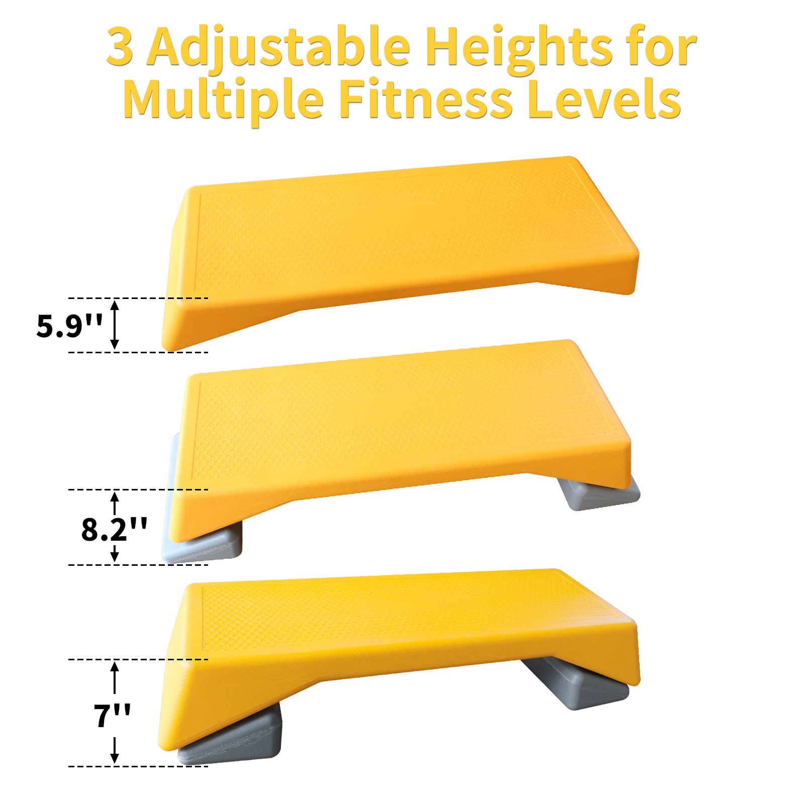 Aerobics Step Platform Height-Adjustable Fitness Equipment Stepper Trainer Exercise Step Platform Sliding Lifting Pad Yellow