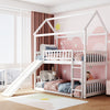 Twin Over Twin Bunk Bed with Slide, House Bed with Slide, White(OLD SKU: LT000213AAK)