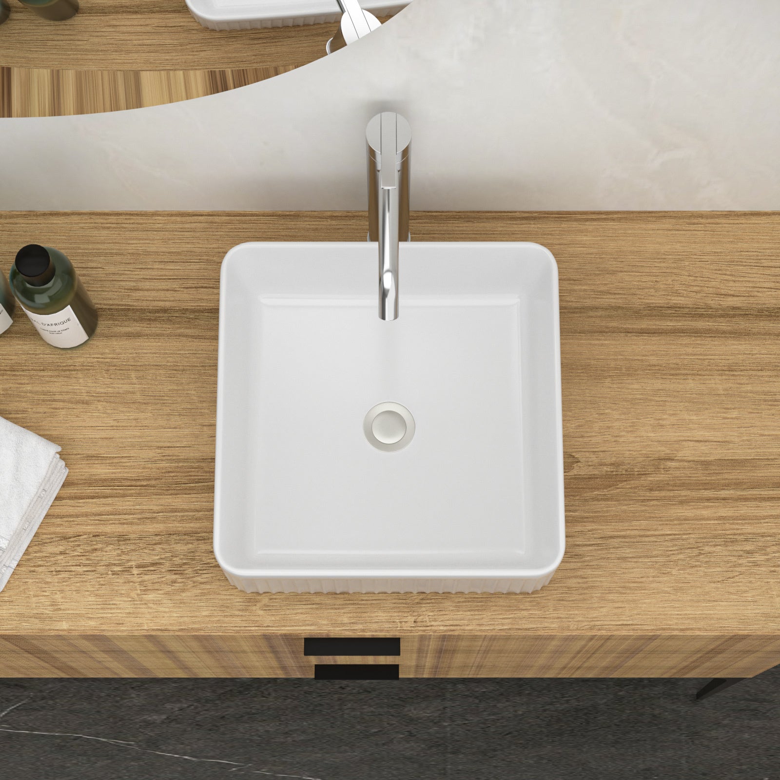 15.69"x15.69" White Ceramic Square Vessel Bathroom Sink
