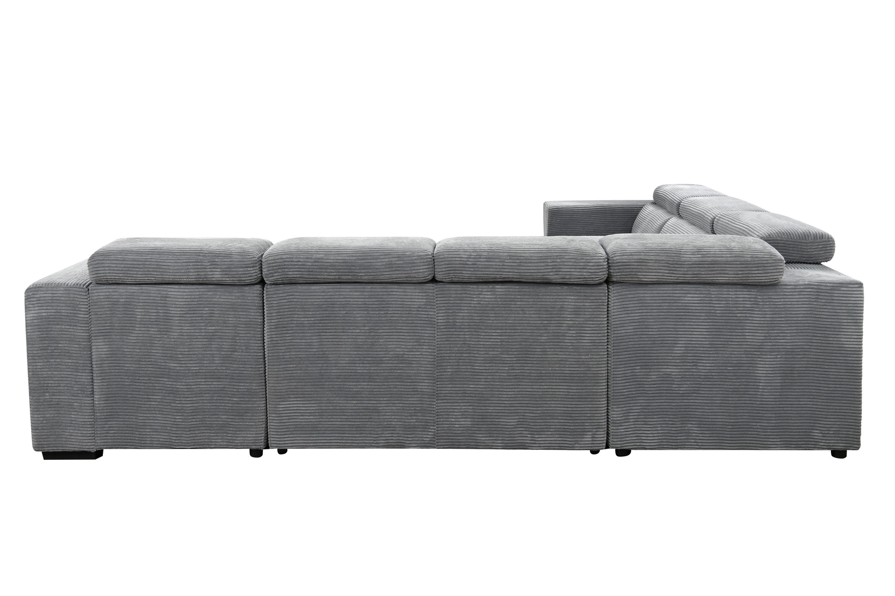 123" Oversized Modern U-Shaped 7-seat Sectional Sofa Couch with Adjustable Headrest, Sofa Bed with Storage Chaise,Pull Out Couch Bed for Living Room ,Dark Gray