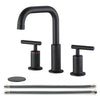 8 in. Widespread Double Handle Bathroom Faucet with Pop Up Drain in Matte Black