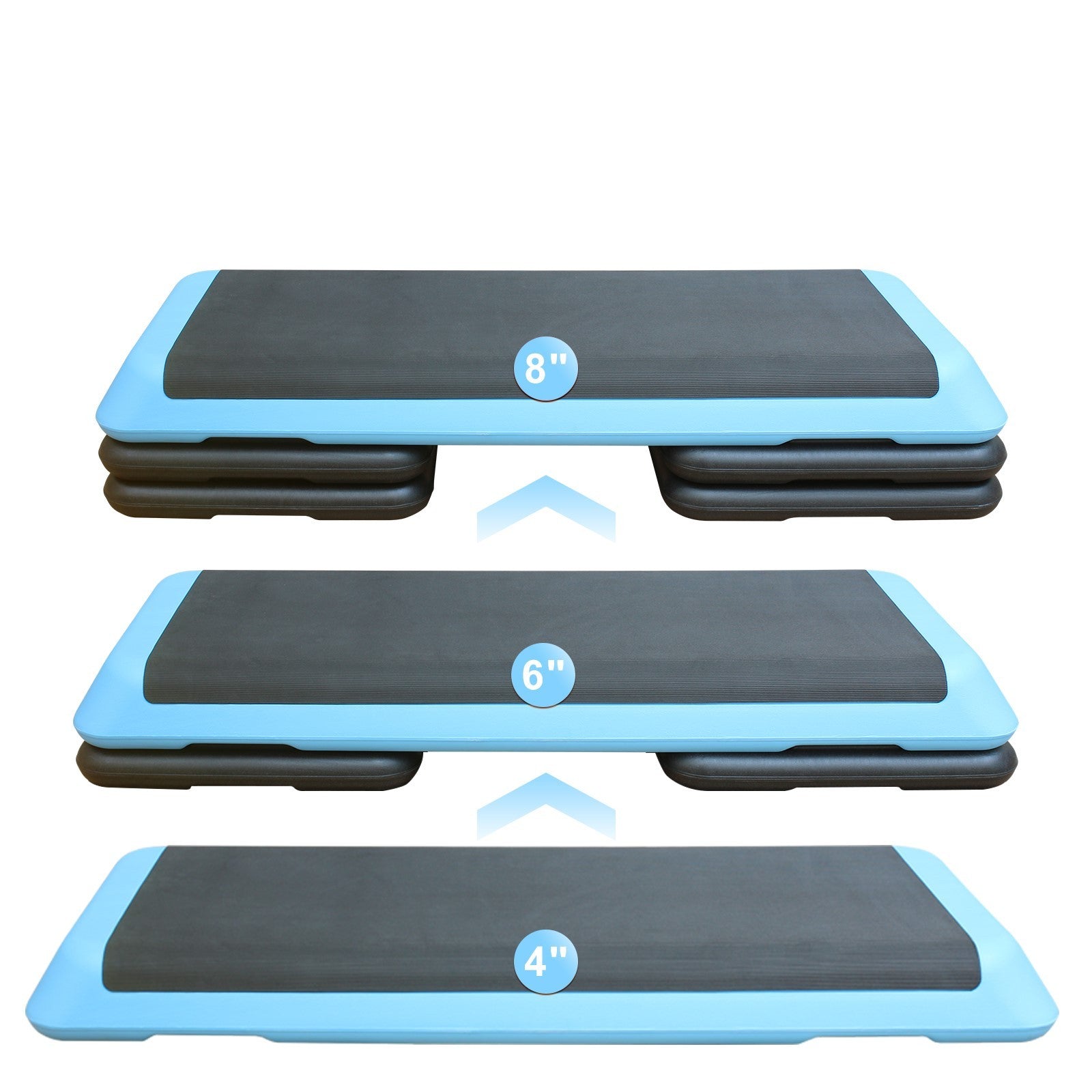 Adjustable Aerobic Step Workout Step with 4 Risers Fitness & Exercise Platform Trainer Blue