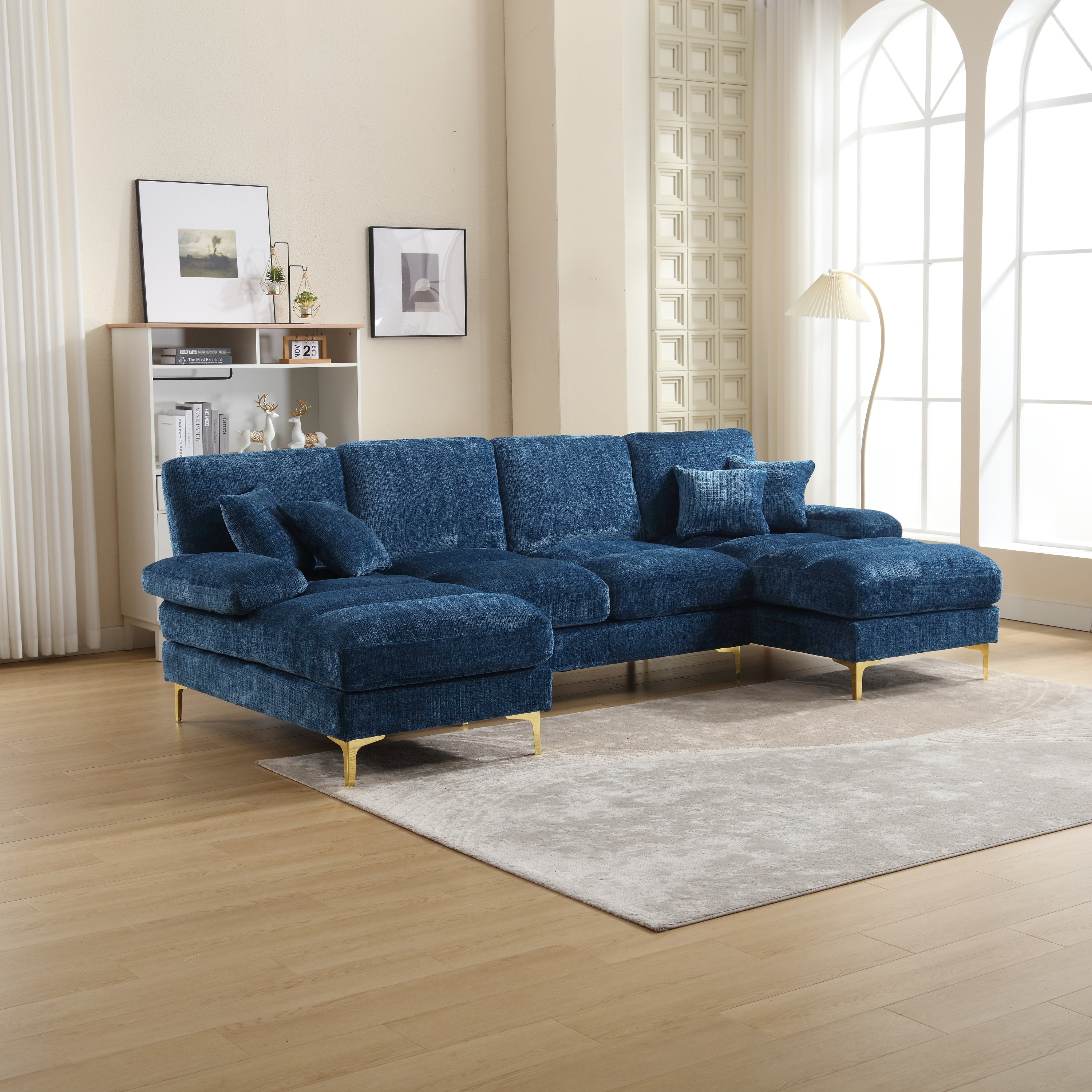 UNITED Modern Large chenille Fabric U-Shape Sectional Sofa