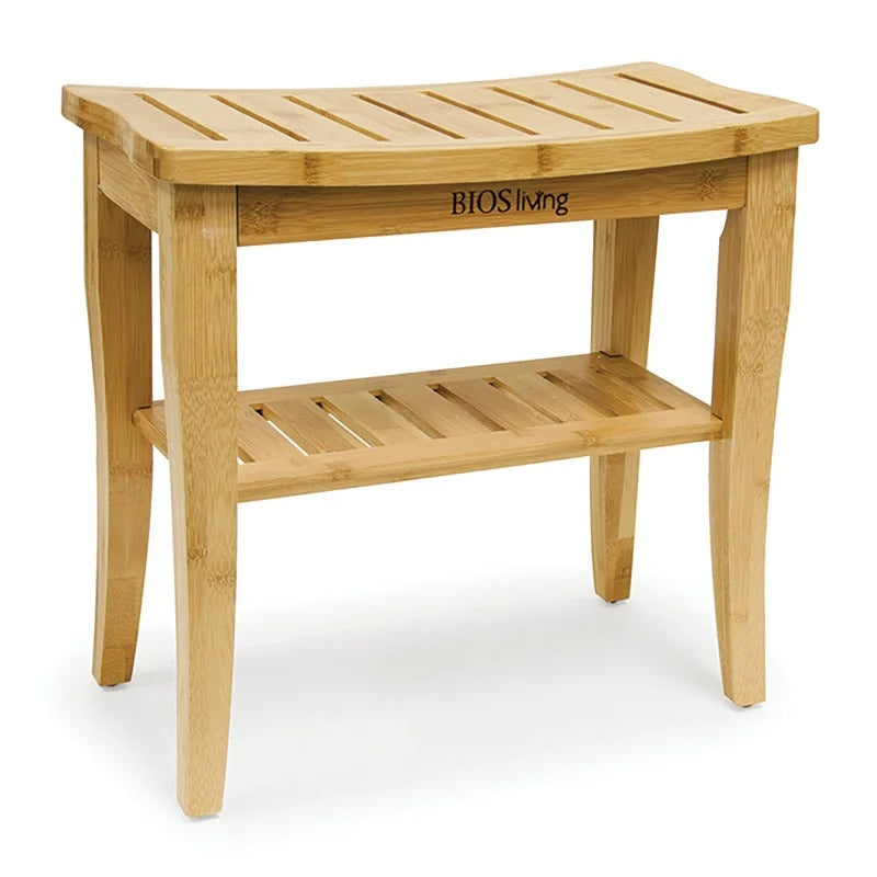 Efforest Elegant Bamboo Shower Bench with Storage Shelf