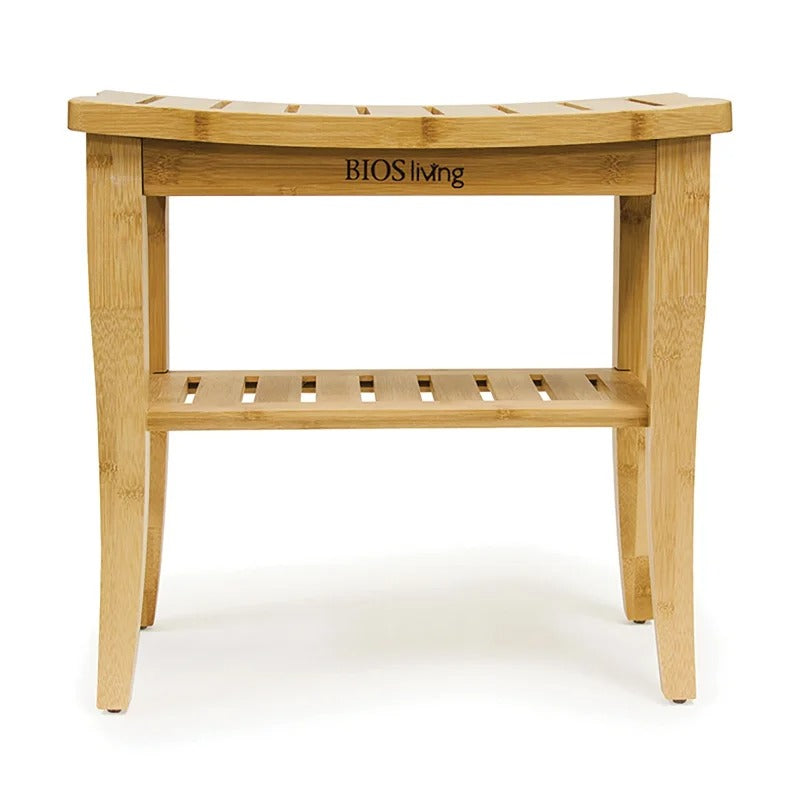 Efforest Elegant Bamboo Shower Bench with Storage Shelf