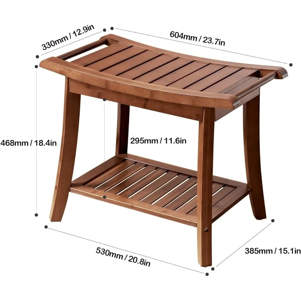 Efforest Eco-Friendly Bamboo Shower Bench with Shelf