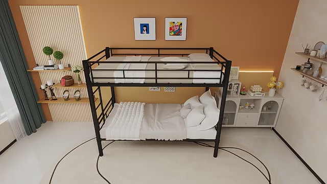 Twin Over Twin Convertible Metal Bunk Bed — product video