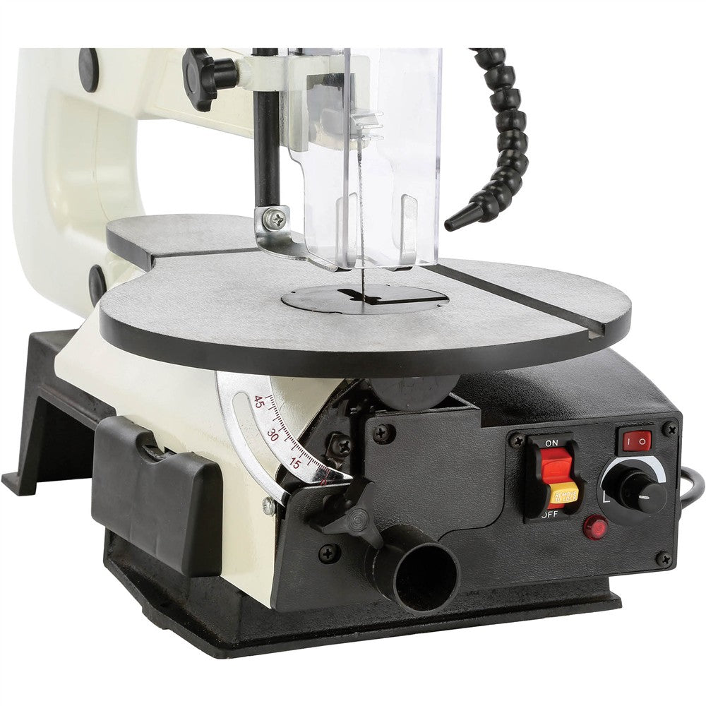 Shop Fox W1872 scroll saw table and controls